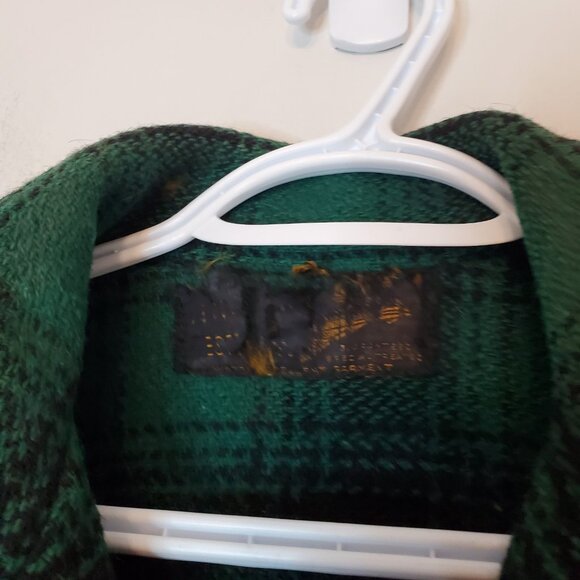Vintage 70s Plaid Wool Heavy Shacket Jacket Green size S/M - Picture 5 of 5